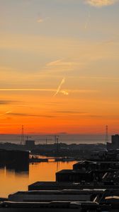 Preview wallpaper buildings, sea, port, sky, evening