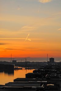 Preview wallpaper buildings, sea, port, sky, evening