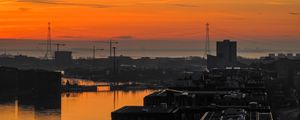 Preview wallpaper buildings, sea, port, sky, evening