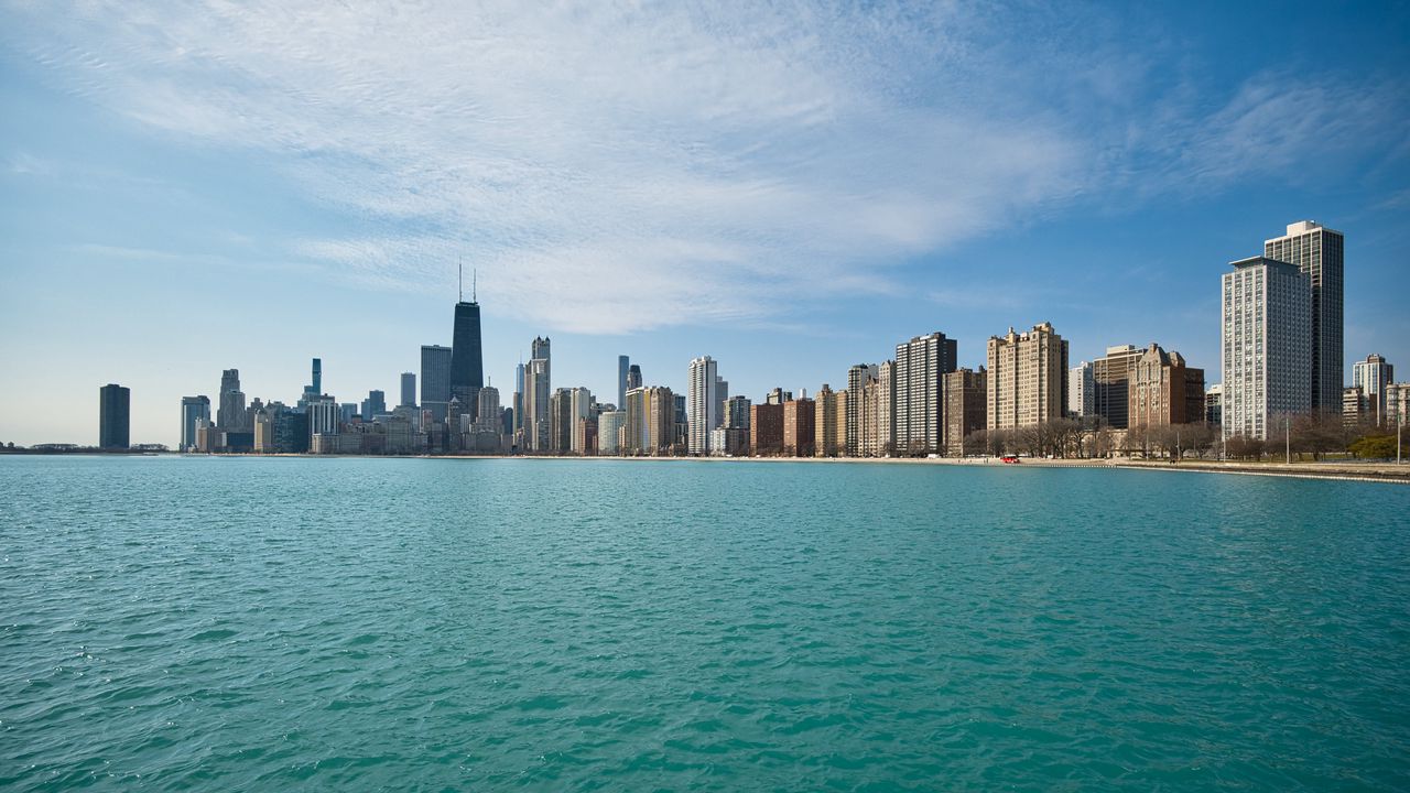 Wallpaper buildings, sea, sky, city