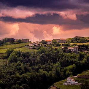 Preview wallpaper buildings, settlement, village, sunset