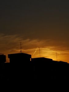 Preview wallpaper buildings, silhouette, sunset, clouds