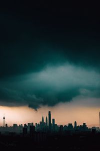 Preview wallpaper buildings, silhouettes, city, cloud, storm