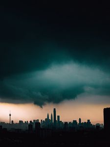 Preview wallpaper buildings, silhouettes, city, cloud, storm