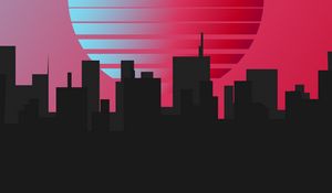Preview wallpaper buildings, silhouettes, city, sun, vector