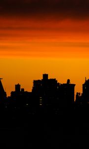 Preview wallpaper buildings, silhouettes, city, evening
