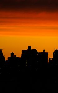 Preview wallpaper buildings, silhouettes, city, evening