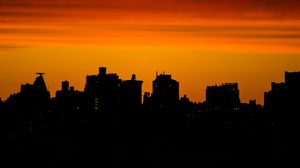 Preview wallpaper buildings, silhouettes, city, evening