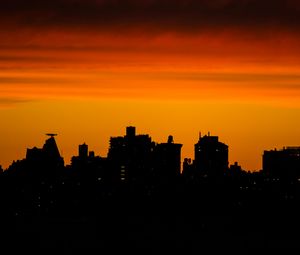 Preview wallpaper buildings, silhouettes, city, evening