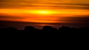 Preview wallpaper buildings, silhouettes, sunset, light, dark