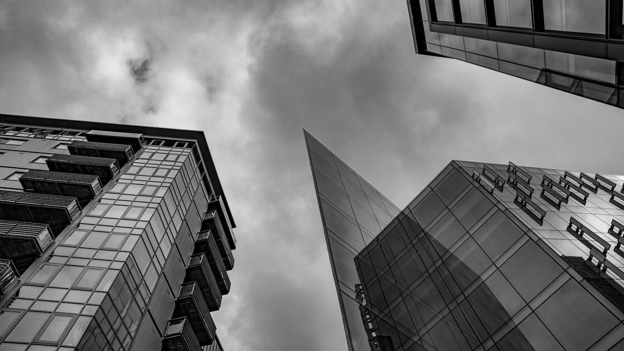 Wallpaper buildings, sky, architecture, grey, black and white