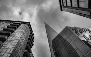 Preview wallpaper buildings, sky, architecture, grey, black and white