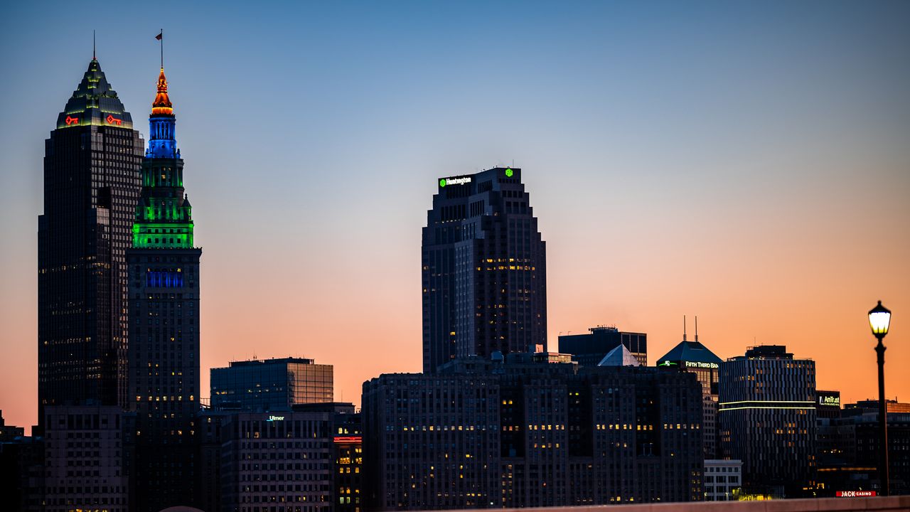 Wallpaper buildings, skyscraper, city, evening