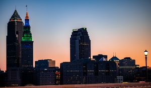 Preview wallpaper buildings, skyscraper, city, evening