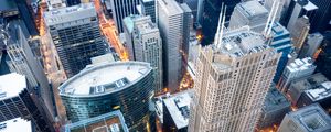 Preview wallpaper buildings, skyscraper, streets, aerial view, city