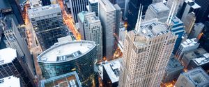 Preview wallpaper buildings, skyscraper, streets, aerial view, city