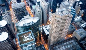 Preview wallpaper buildings, skyscraper, streets, aerial view, city