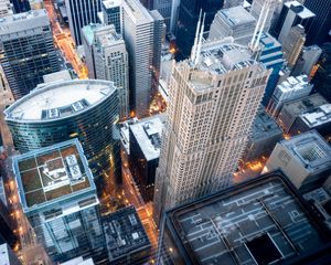 Preview wallpaper buildings, skyscraper, streets, aerial view, city