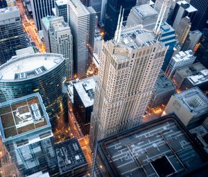 Preview wallpaper buildings, skyscraper, streets, aerial view, city