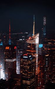 Preview wallpaper buildings, skyscrapers, aerial view, city, night, architecture