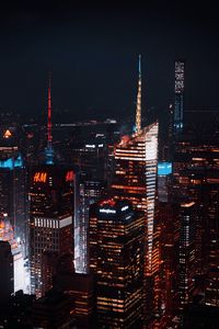 Preview wallpaper buildings, skyscrapers, aerial view, city, night, architecture