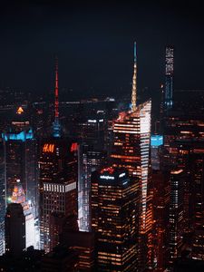 Preview wallpaper buildings, skyscrapers, aerial view, city, night, architecture