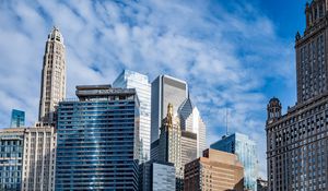 Preview wallpaper buildings, skyscrapers, architecture, city, clouds