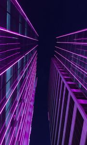 Preview wallpaper buildings, skyscrapers, architecture, backlight, purple