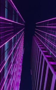 Preview wallpaper buildings, skyscrapers, architecture, backlight, purple