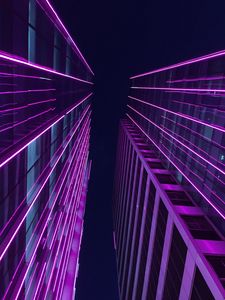 Preview wallpaper buildings, skyscrapers, architecture, backlight, purple