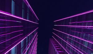 Preview wallpaper buildings, skyscrapers, architecture, backlight, purple