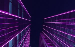 Preview wallpaper buildings, skyscrapers, architecture, backlight, purple