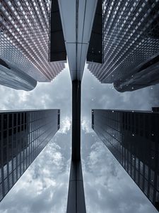 Preview wallpaper buildings, skyscrapers, architecture, reflection, bottom view