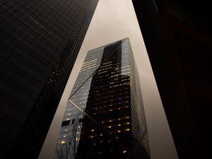 Preview wallpaper buildings, skyscrapers, architecture, lights, reflection, dark