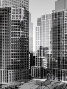 Preview wallpaper buildings, skyscrapers, black and white, city