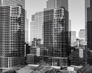 Preview wallpaper buildings, skyscrapers, black and white, city