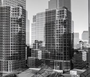 Preview wallpaper buildings, skyscrapers, black and white, city