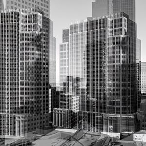 Preview wallpaper buildings, skyscrapers, black and white, city