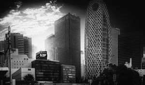 Preview wallpaper buildings, skyscrapers, black and white, city, architecture