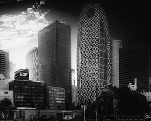 Preview wallpaper buildings, skyscrapers, black and white, city, architecture