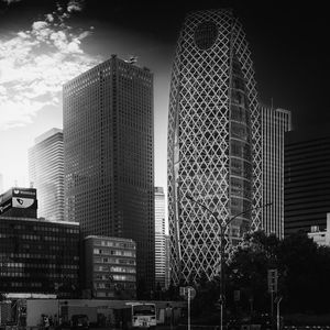 Preview wallpaper buildings, skyscrapers, black and white, city, architecture
