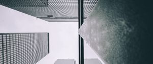 Preview wallpaper buildings, skyscrapers, bottom view, gray