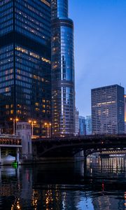 Preview wallpaper buildings, skyscrapers, bridge, architecture, city, chicago, usa