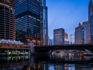 Preview wallpaper buildings, skyscrapers, bridge, architecture, city, chicago, usa