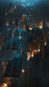 Preview wallpaper buildings, skyscrapers, city, platforms, night, art