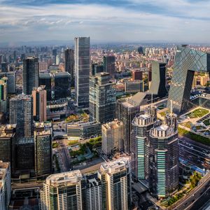 Preview wallpaper buildings, skyscrapers, city, aerial view