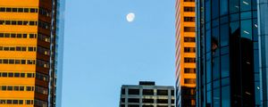 Preview wallpaper buildings, skyscrapers, moon, city, architecture