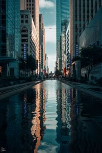 Preview wallpaper buildings, skyscrapers, reflection, street, city