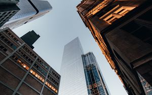 Preview wallpaper buildings, skyscrapers, sky, architecture, bottom view