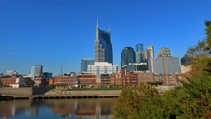 Preview wallpaper buildings, spires, reflection, river